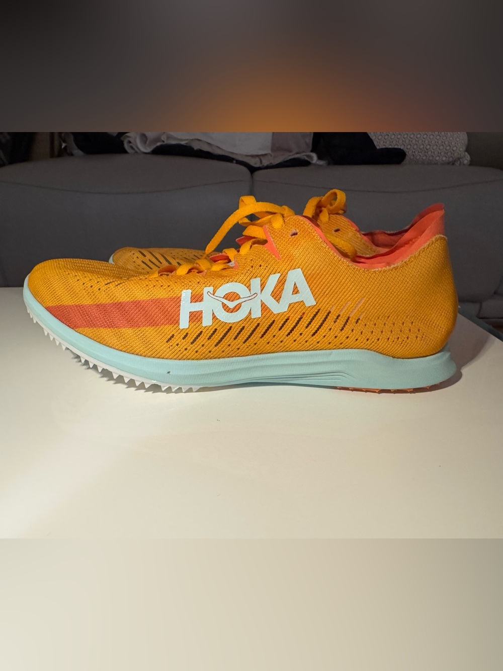 Hoka Cielo X LD Track Spikes Radiant Yellow Camellia Sizes: Mens 10.5 Women 12